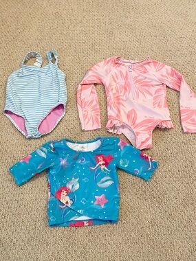 Girls 4T Bathing Suit Lot Swim Rash Guard One Piece 4yr Summer Bundle Toddler